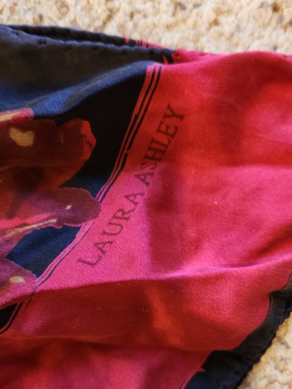 Vintage Laura Ashley Pink Botanical Scarf, Silk?